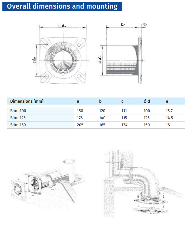 Blauberg Slim 150  Banyo Fanı İnce Ön Panel (305m³/h)