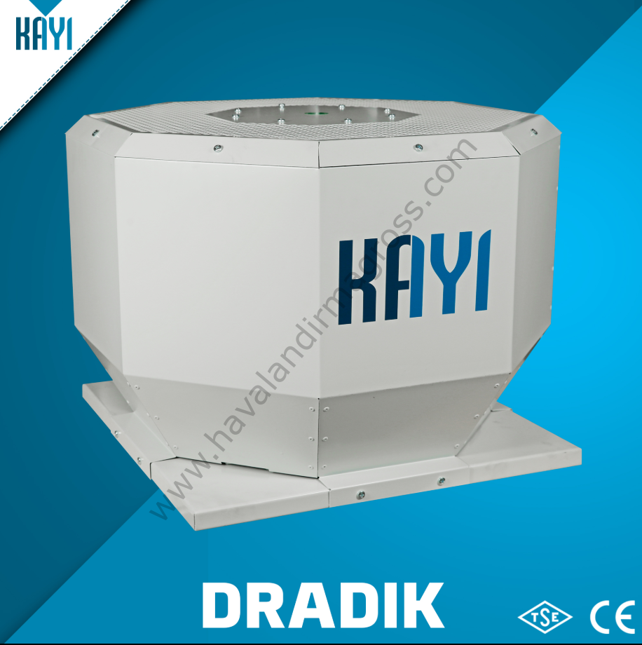 Kayıtes Dradık 355 Dıştan Motorlu Çatı Tipi Dikey Atışlı Radyal Fan (2300m³/h)