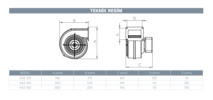 Kayıtes Kaz 120 Alüminyum Gövdeli Salyangoz Fan (275m³/h)
