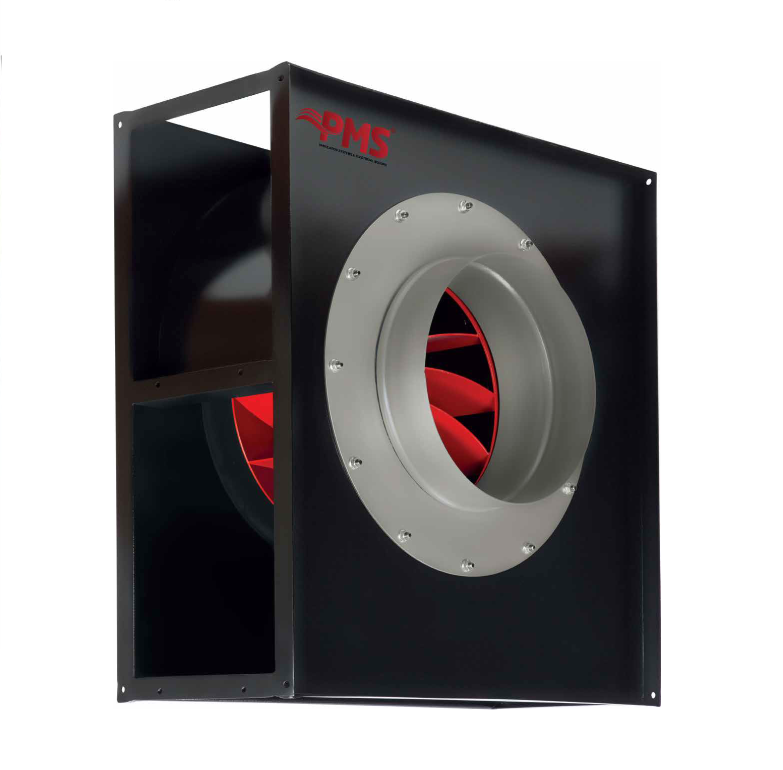 PMS PMK-SY-4 Seyrek Kanatlı Tek Emişli Kare Kasa Salyangoz Fan 380V (7500 m³/h)