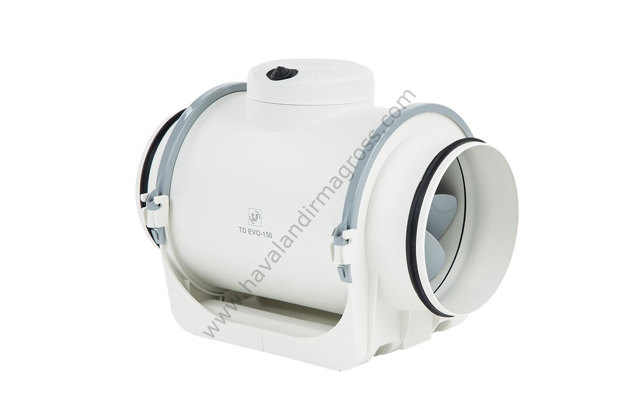 S&P TD Evo-200 Plastik Yuvarlak Karma Akışlı Kanal Tipi Fan [900m³/h]