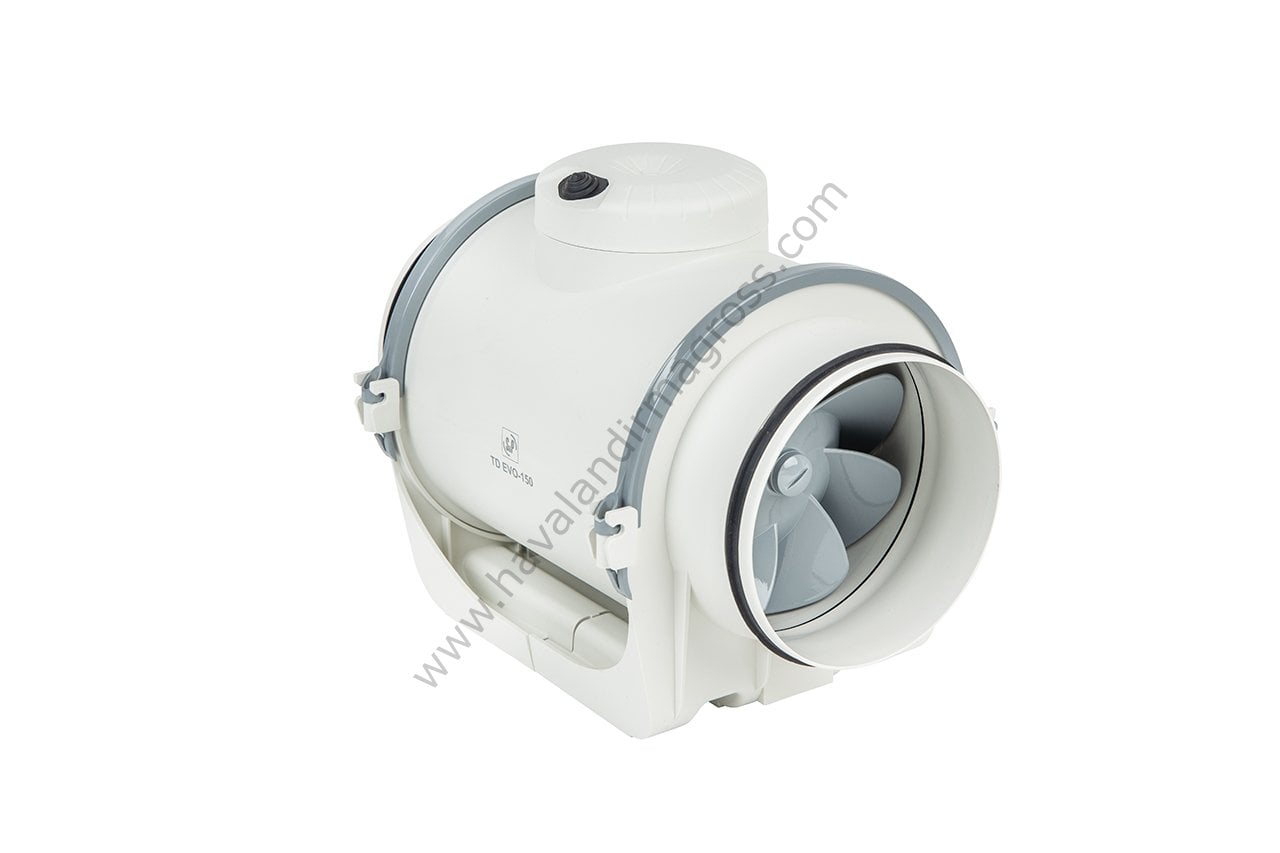 S&P TD Evo-250 Plastik Yuvarlak Karma Akışlı Kanal Tipi Fan [1400m³/h]
