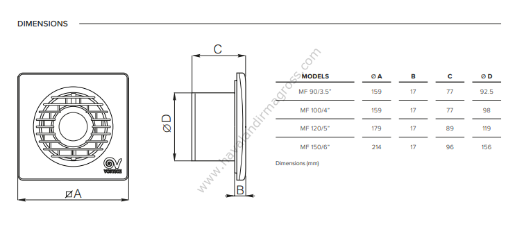 Vortice Punto Filo MF 120/5'' Mini Aksiyel Fan [175m³/h]