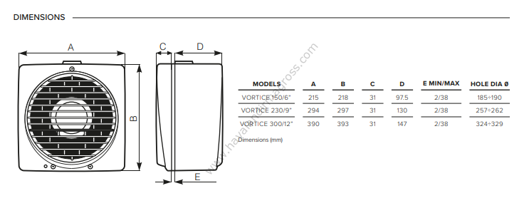 Vortice Vario 230/9'' AR LL S Çift Yönlü Aksiyel Fan [700/370m³/h]