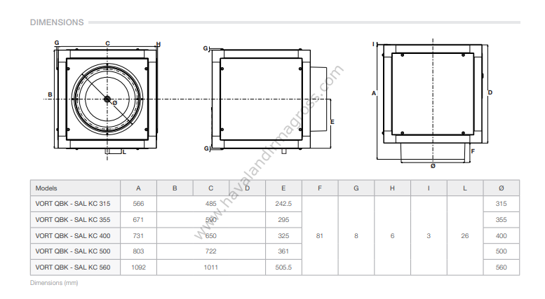 Vortice Vort QBK-SAL KC M 355 [3540m³/h] Monofaze Davlumbaz Fanı