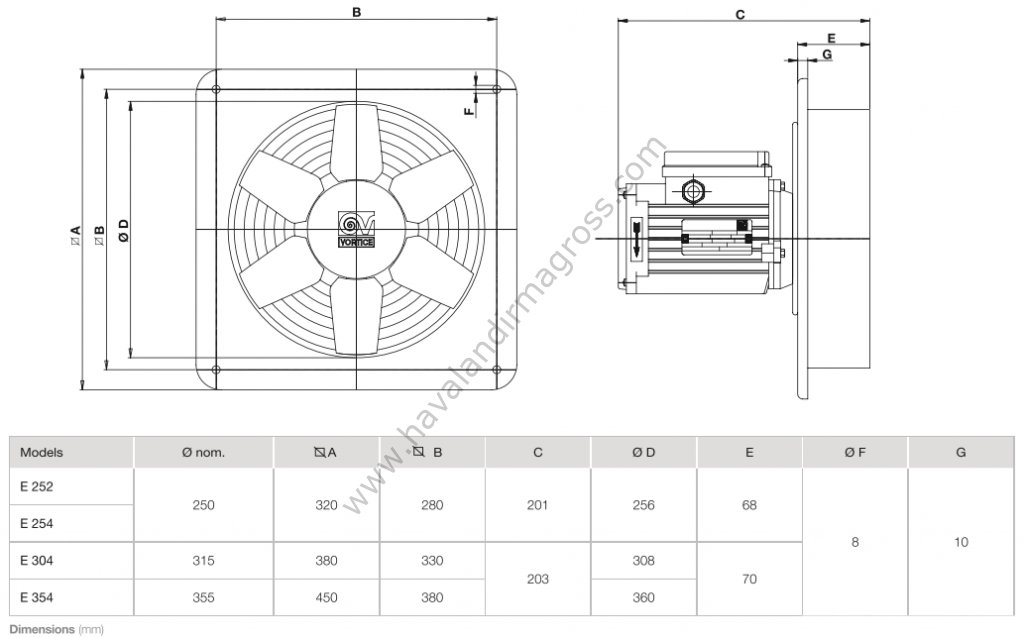 Vortice Vorticel E 504 M - 1400RPM Düşük Basınçlı Askiyel Fan [4500m³/h]