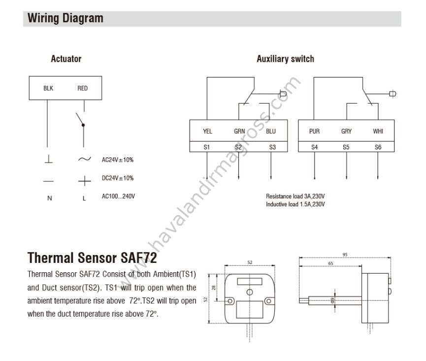 Yangın Damper Motoru - 10Nm On/Off Fire And Smoke Damper Actuator 24V