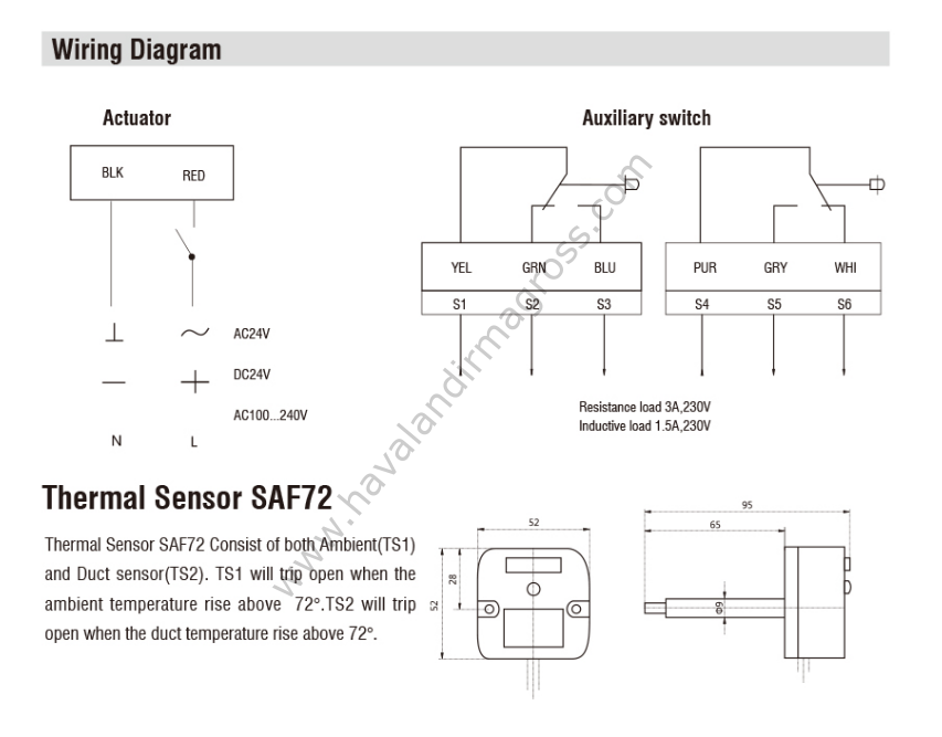 Yangın Damper Motoru - 5Nm On/Off Fire And Smoke Damper Actuator 24V